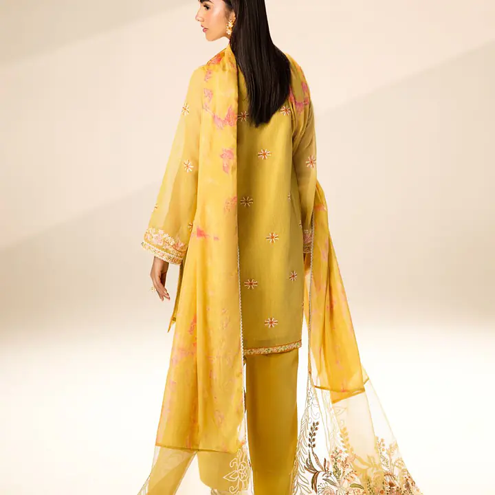 Fresh Lime Cotton Net Embroidered Set - Master